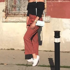 Striped wide leg trouser